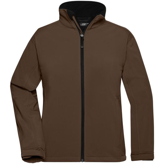 eine braune jacke mit kapuze und einem schwarzen reißverschluss Ladies' Softshell Jacket - Trendige Jacke aus Softshell (Bild 1)