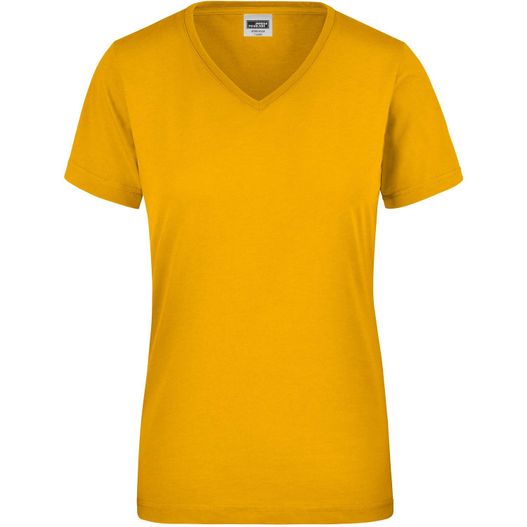 ein frauen gelb v - hals t - hemd Ladies' Workwear T-Shirt - Strapazierfähiges und pflegeleichtes T-Shirt (Bild 1)