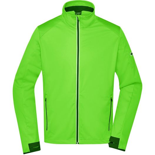 eine limette grüne jacke mit schwarzen trimmen Men's Sports Softshell Jacket - Funktionelle Softshelljacke für Sport, Freizeit und Promotion (Bild 1)