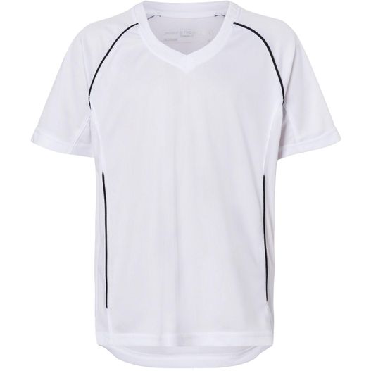ein weißes hemd mit einem schwarzen streifen auf der brust Team Shirt Junior - Funktionelles Teamshirt (Bild 1)