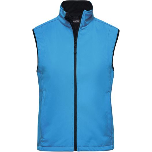 eine blaue weste mit schwarzen beschneidungen Ladies' Softshell Vest - Trendige Weste aus Softshell (Bild 1)