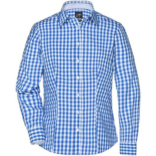 Ladies' Checked Blouse - Modisches Karoshirt mit Uni-Einsätzen an Kragen und Manschette (Bild 1)