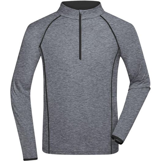 ein graues und schwarzes herrenhemd Men's Sports Shirt Longsleeve - Langarm Funktionsshirt für Fitness und Sport (Bild 1)