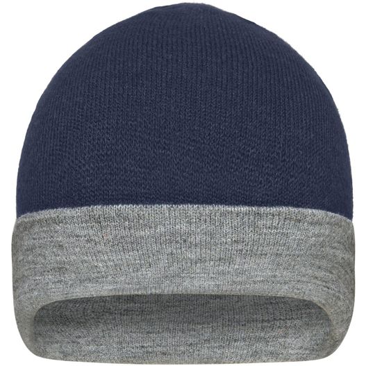 Reversible Beanie - Wendemütze mit breitem Kontrastumschlag (Bild 1)