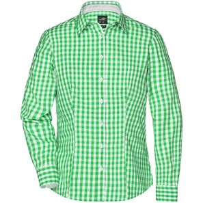 Ladies' Checked Blouse - Modisches Karoshirt mit Uni-Einsätzen an Kragen und Manschette