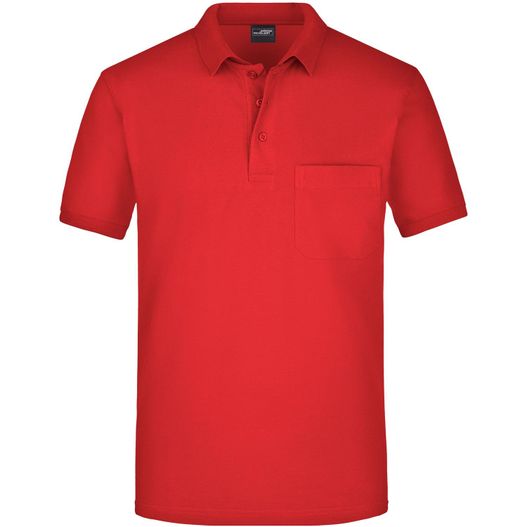 ein rotes poloshirt mit einer tasche Men's Polo Pocket - Klassisches Poloshirt mit Brusttasche (Bild 1)