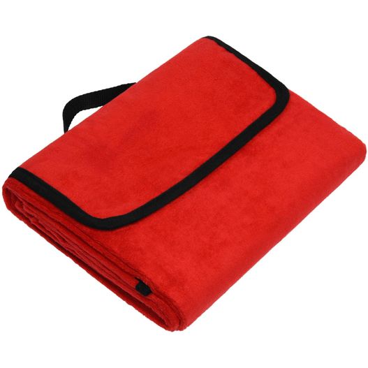 eine rote decke gefaltet auf einem weißen hintergrund Picnic Blanket - Tragbare Picknickdecke aus weichem Fleece (Bild 1)