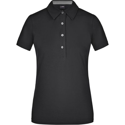 ein schwarzes poloshirt mit knöpfen Ladies' Plain Polo - Polo mit konfektioniertem Kragen (Bild 1)