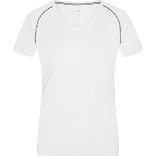 ein weißes hemd mit einem grauen streifen auf der seite Ladies' Sports T-Shirt - Funktionsshirt für Fitness und Sport (Bild 1)