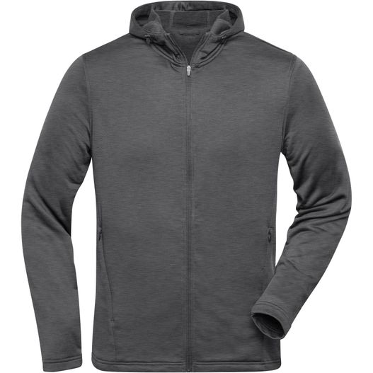 ein herren voller zip hoodie in holzkohle Men's Sports Zip Hoody - Modische Kapuzenjacke aus 100% recyceltem Polyester für Sport und Freizeit (Bild 1)