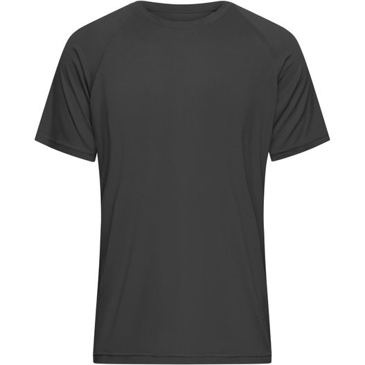 ein schwarzes t-shirt mit einem weißen logo auf der brust Men's Sports-T - Funktionsshirt aus recyceltem Polyester für Sport und Fitness (Bild 1)