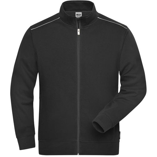 Men's Workwear Sweat-Jacket - SOLID - - Sweatjacke mit Stehkragen und Kontrastpaspel (Bild 1)