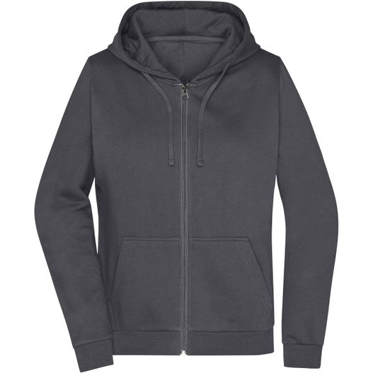ein dunkelgrauer kapuzenpullover mit kapuze auf der vorderseite Ladies' Promo Zip Hoody - Klassische Sweatjacke mit Kapuze (Bild 1)