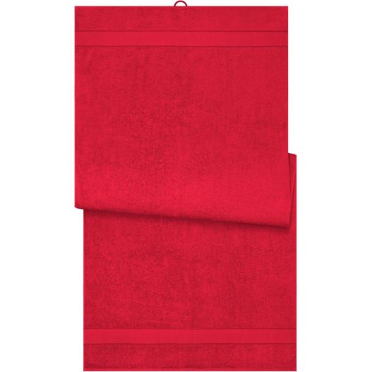 ein rotes handtuch auf einem weißen hintergrund gefaltet Bath Sheet - Badetuch im modischen Design (Bild 1)