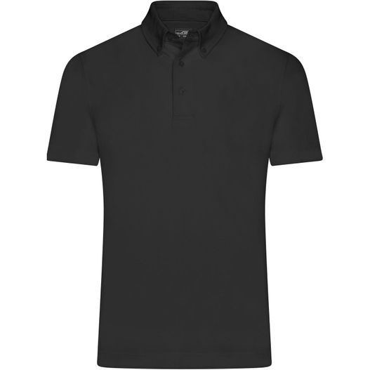 ein schwarzes poloshirt mit kragen Men's Plain Polo - Polo mit Button-Down Kragen (Bild 1)
