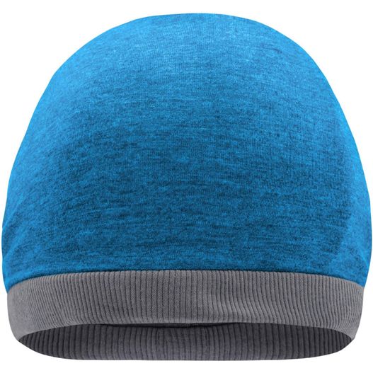ein blauer hut mit einem grauen band Heather Summer Beanie - Legere Streetwear Mütze (Bild 1)