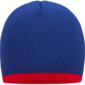 Beanie with Contrasting Border - Enganliegende Strickmütze ohne Umschlag