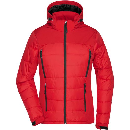 eine rote jacke mit kapuze und reißverschluss Ladies' Outdoor Hybrid Jacket - Thermojacke in attraktivem Materialmix (Bild 1)