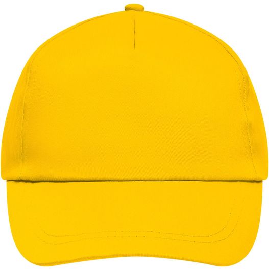 eine gelbe baseballkappe auf weißem hintergrund 5 Panel Promo Cap Lightly Laminated - Promo Cap mit leicht laminiertem Frontpanel (Bild 1)