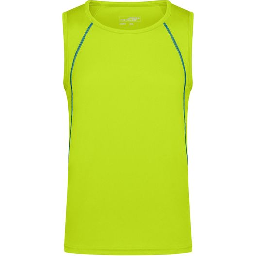 ein kalktank-top mit einer blauen linie auf der seite Men's Sports Tanktop - Funktionstop für Fitness und Sport (Bild 1)
