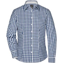 Ladies' Checked Blouse - Modisches Karoshirt mit Uni-Einsätzen an Kragen und Manschette