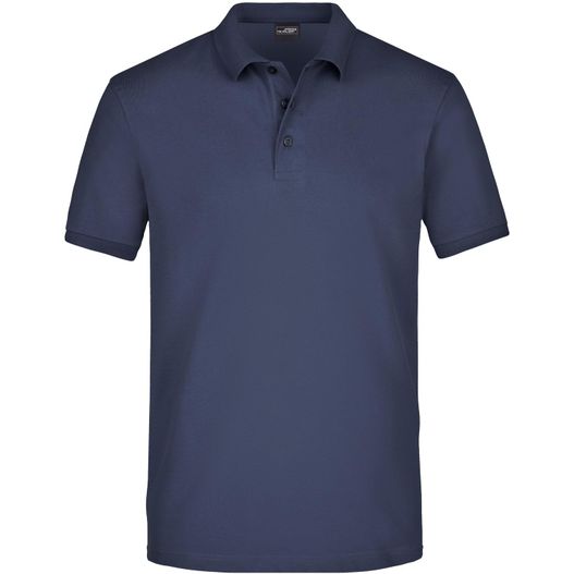ein navy polo shirt mit einem kragen und einem geknöpften kragen Men's Elastic Polo Piqué - Klassisches Polo in elastischer Piqué-Qualität (Bild 1)