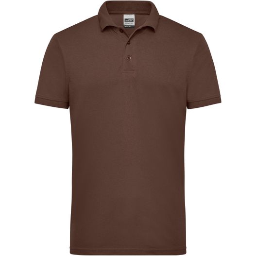 ein braunes poloshirt mit weißem kragen Men's Workwear Polo - Pflegeleichtes und strapazierfähiges Polo (Bild 1)