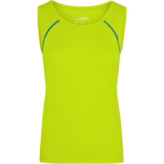ein weibliches neon gelbes tanktop mit blauem streifen Ladies' Sports Tanktop - Funktionstop für Fitness und Sport (Bild 1)