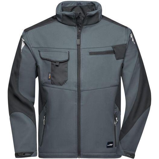 eine graue jacke mit einem schwarzen reißverschluss Workwear Softshell Jacket - STRONG - - Professionelle Softshelljacke mit hochwertiger Ausstattung (Bild 1)