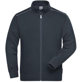 Men's Workwear Sweat-Jacket - SOLID - - Sweatjacke mit Stehkragen und Kontrastpaspel