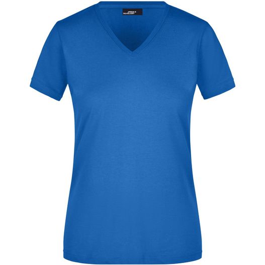 ein frauen blau v hals t shirt Ladies' Slim Fit V-T - Figurbetontes V-Neck-T-Shirt (Bild 1)