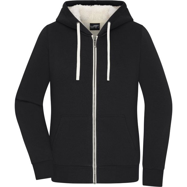 Ladies' Doubleface Jacket - Kapuzenjacke aus BIO-Baumwolle mit weichem Sherpa-Futter