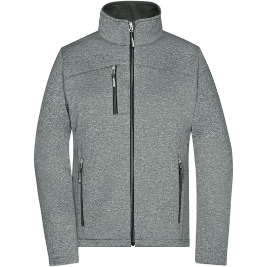 eine graue jacke mit reißverschluss vorne Ladies' Softshell Jacket - Softshelljacke in Melange-Optik (Bild 1)