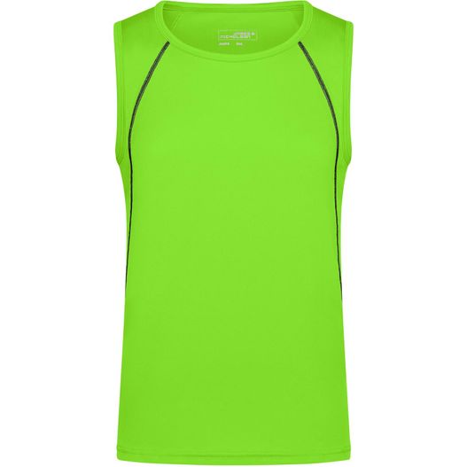 ein grüner kalktank mit schwarzem reißverschluss Men's Sports Tanktop - Funktionstop für Fitness und Sport (Bild 1)