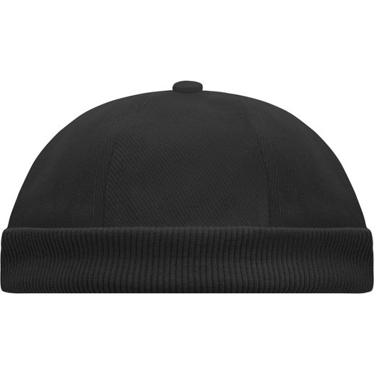 ein schwarzer hut mit weißem hintergrund 6 Panel Chef Cap - Trendiges Cap ohne Schild (Bild 1)