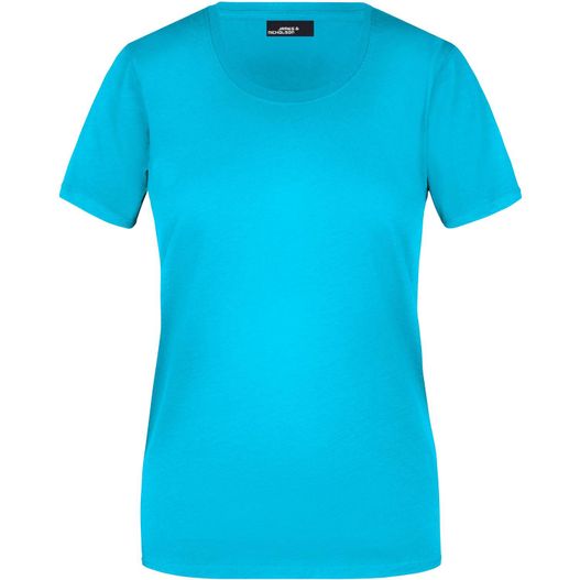 ein frauenblaues t-shirt Ladies' Basic-T - Leicht tailliertes T-Shirt aus Single Jersey (Bild 1)