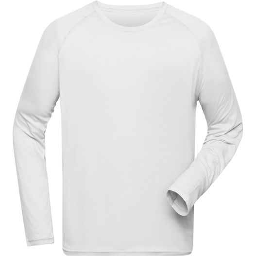 ein weißes hemd mit langen ärmeln und einem weißen hemd Men's Sports Shirt Long-Sleeved - Langarm Funktionsshirt aus recyceltem Polyester für Sport und Fitness (Bild 1)