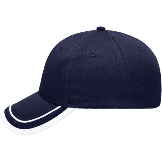 eine baseballkappe mit einem weißen streifen auf der seite 6 Panel Piping Cap - Brushed 6 Panel Cap (Bild 1)