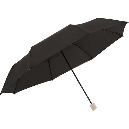 ein schwarzer schirm mit einem hölzernen griff auf weißem hintergrund Knirps Taschenschirm Horizon manual (Bild 1)