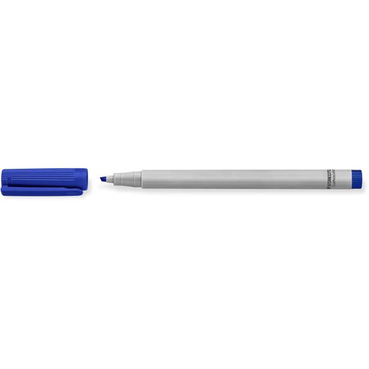 ein stift mit einer blauen spitze, die auf einer weißen oberfläche sitzt STAEDTLER Lumocolor® non-permanent B (Bild 1)