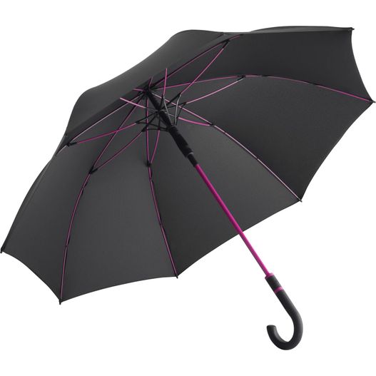 ein schwarzer regenschirm mit rosafarbenen bezügen auf weißem hintergrund AC-Midsize-Stockschirm Style (Bild 1)