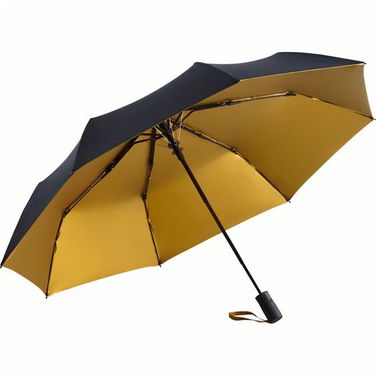 einem schwarzen und goldenen regenschirm mit schwarzem griff AC-Taschenschirm Doubleface (Bild 1)