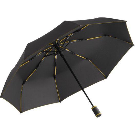 ein schwarzer regenschirm mit gelben streifen auf ihm Taschenschirm AOC Mini Style (Bild 1)