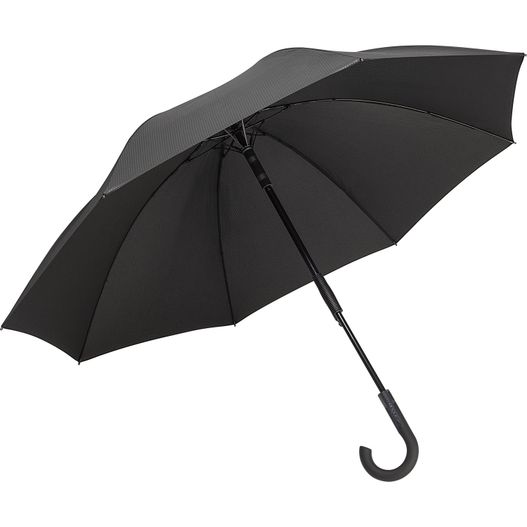 ein schwarzer regenschirm mit schwarzem griff auf weißem hintergrund AC-Gästeschirm Carbon Style (Bild 1)