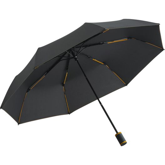 ein schwarzer regenschirm mit gelben bezügen darauf Taschenschirm Mini Style (Bild 1)