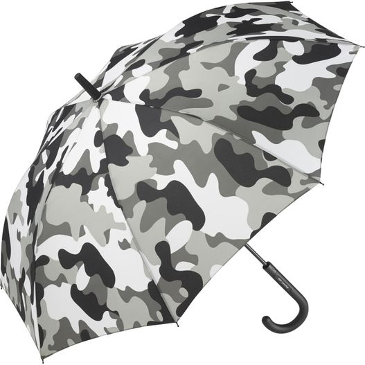 ein schwarzer und weißer regenschirm mit camouflagemuster AC-Stockschirm Camouflage (Bild 1)