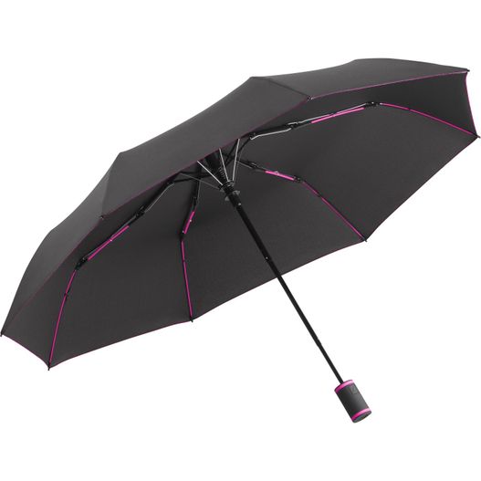 ein schwarzer regenschirm mit rosafarbenen bezügen auf weißem hintergrund Taschenschirm AC Mini Style (Bild 1)