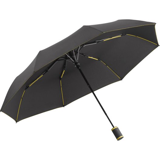 ein schwarzer regenschirm mit gelben streifen auf ihm Taschenschirm AC Mini Style (Bild 1)