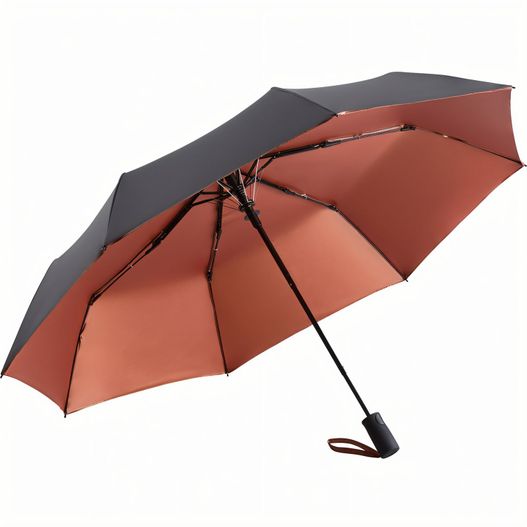 ein schwarzer und oranger regenschirm mit griff AC-Taschenschirm Doubleface (Bild 1)