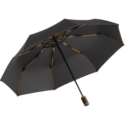 ein schwarzer regenschirm mit orangefarbenen bezügen darauf Taschenschirm AOC Mini Style (Bild 1)